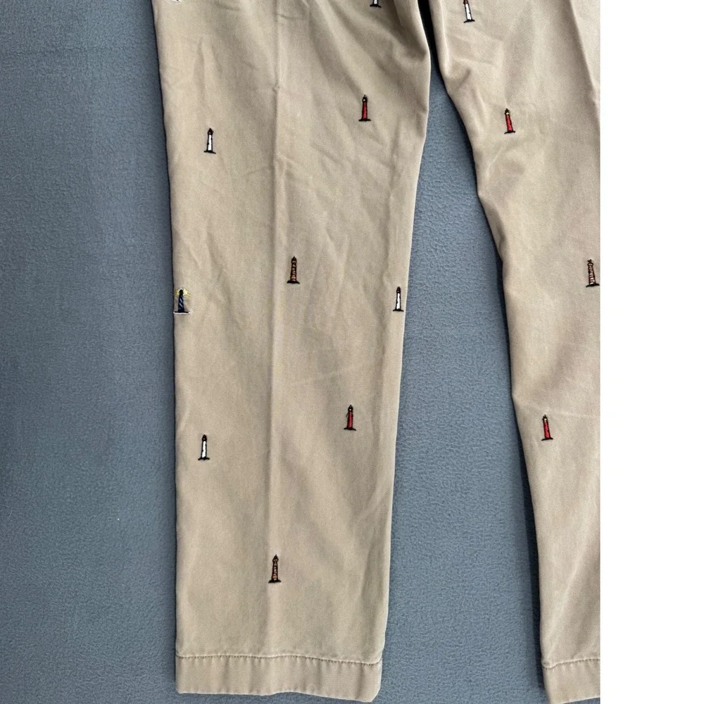 J.Crew Chinos 33x32 All over print Lighthouse Embroidered Yacht Club Nautical
